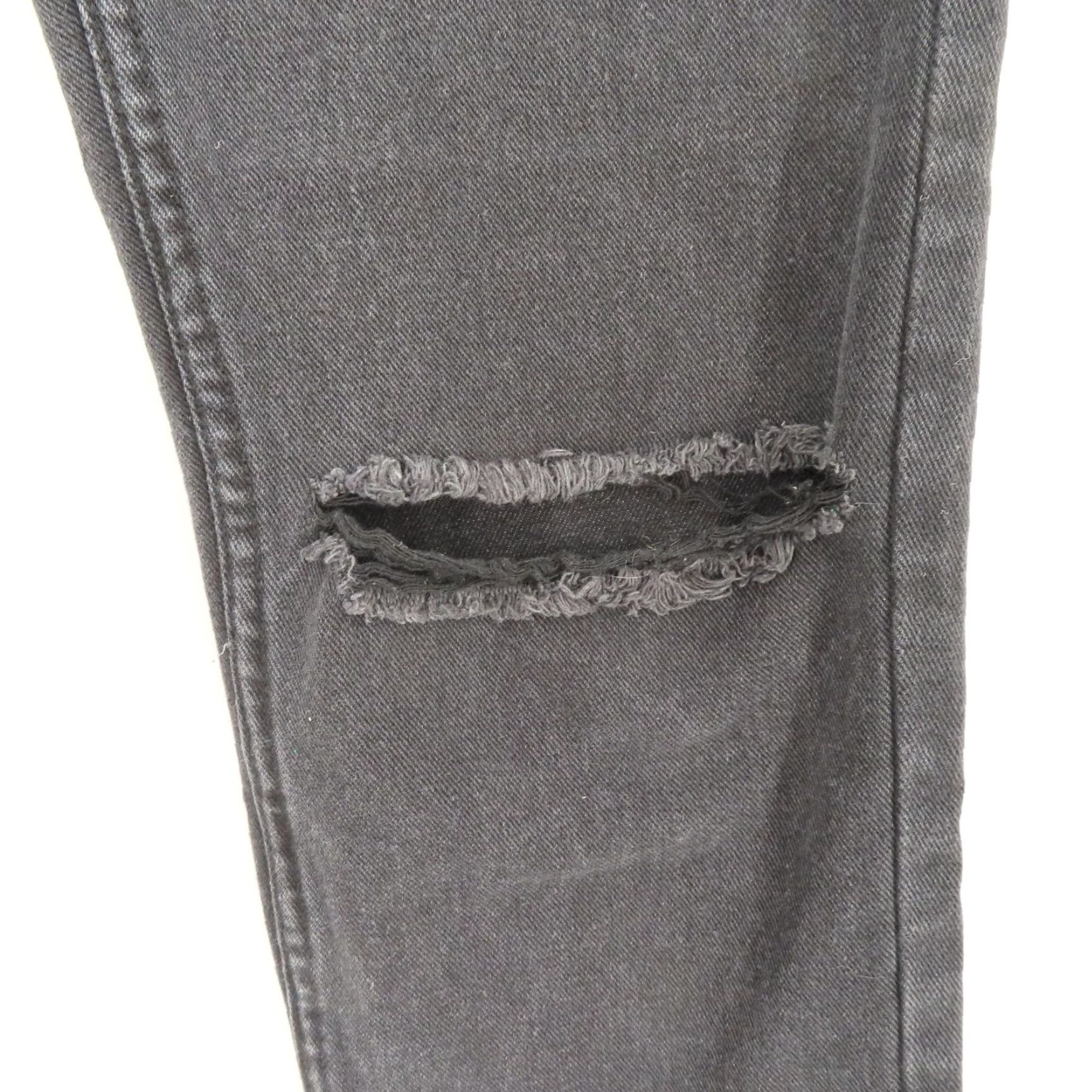 PRINCESS POLLY Princess Polly Womens Jeans 8 Black Dark Gray Denim Button Fly Distressed Raw 90s Straight Jeans Womens Size 30" / US 8 / IT 44 - 5 Thumbnail