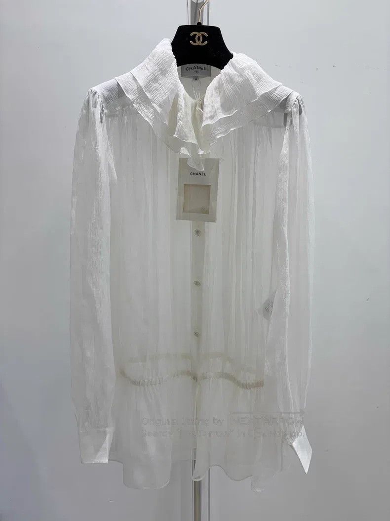 Chanel Chanel See-through doll collar silk shirt Size XS / US 0-2 / IT 36-38 - 1 Thumbnail
