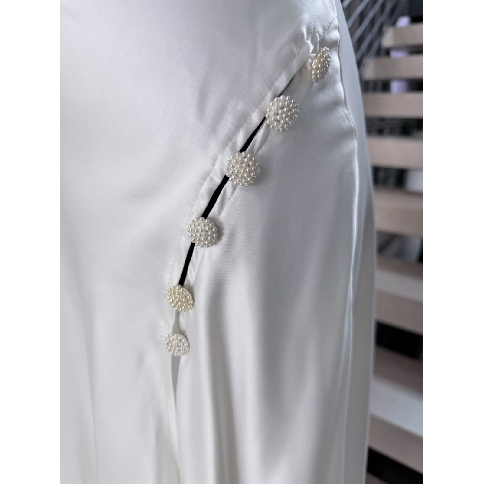 Other Beach Vacation Sleeveless White Satin Slit Midi Dress S Size S / US 4 / IT 40 - 8 Thumbnail