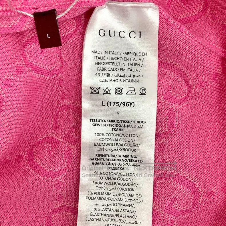 Gucci Gucci Pink logo jacquard full-print cotton round-neck sing Size L / US 10 / IT 46 - 6 Thumbnail