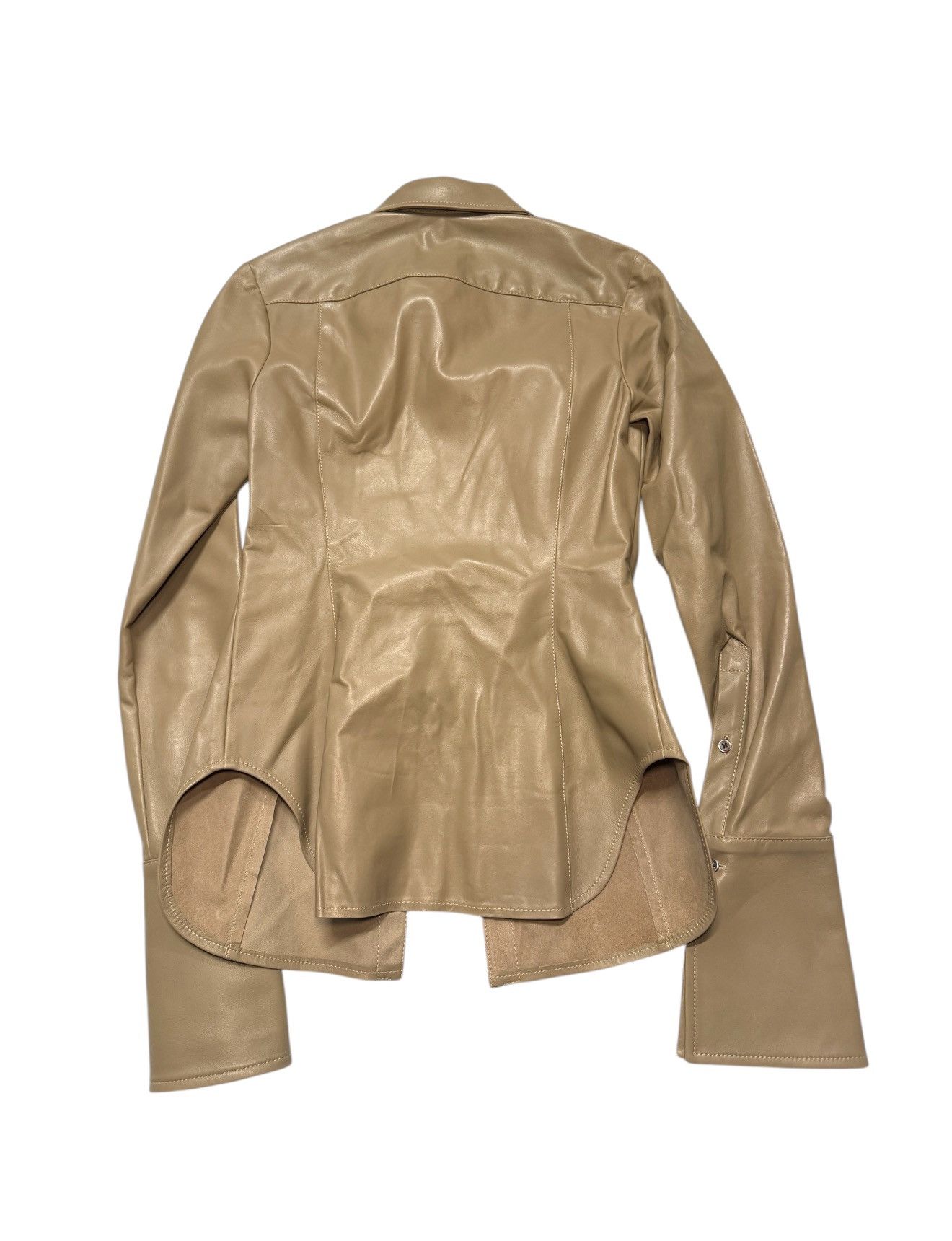 PRISCAVera Priscavera Taupe Fitted Leather Button Down Size M / US 6-8 / IT 42-44 - 2 Thumbnail