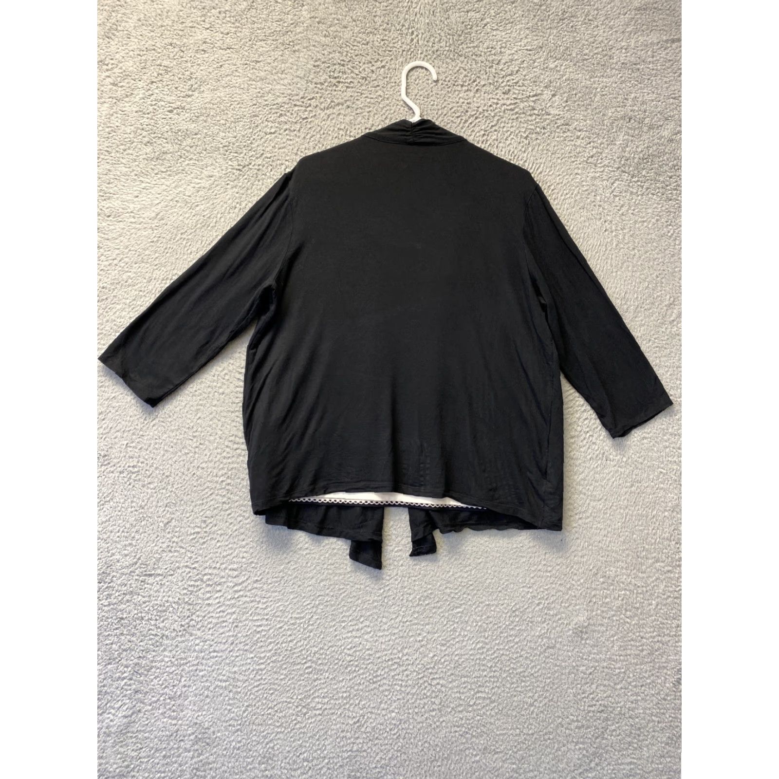 Croft & Barrow Croft Barrow Shirt Womens XL Black Collared 3/4 Sleeve Open Front Blouse / 98-50 Size XL / US 12-14 / IT 48-50 - 6 Thumbnail