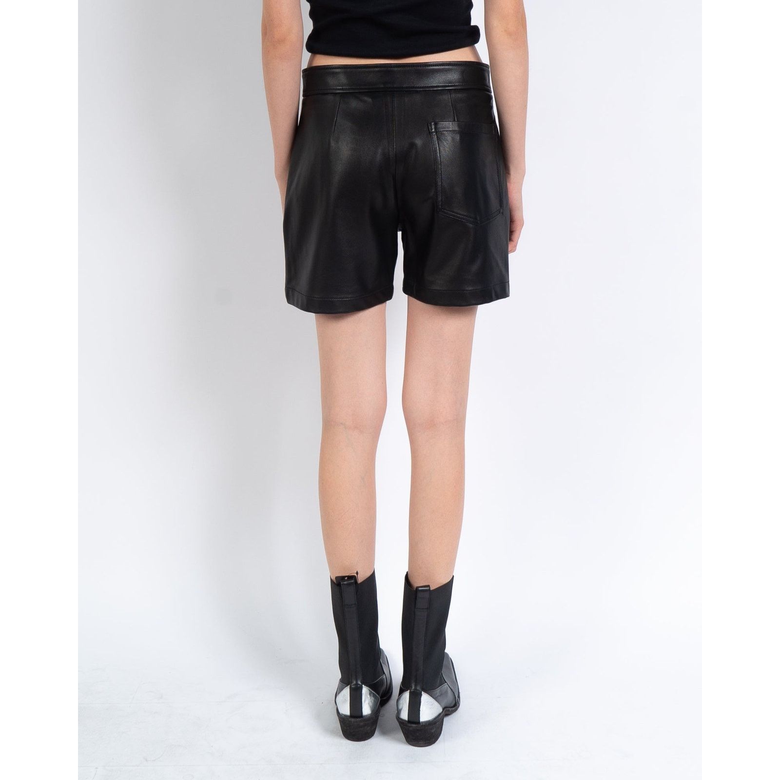 Haider Ackermann SS20 Miza Black Leather Shorts Size 26" / US 2 / IT 38 - 4 Thumbnail