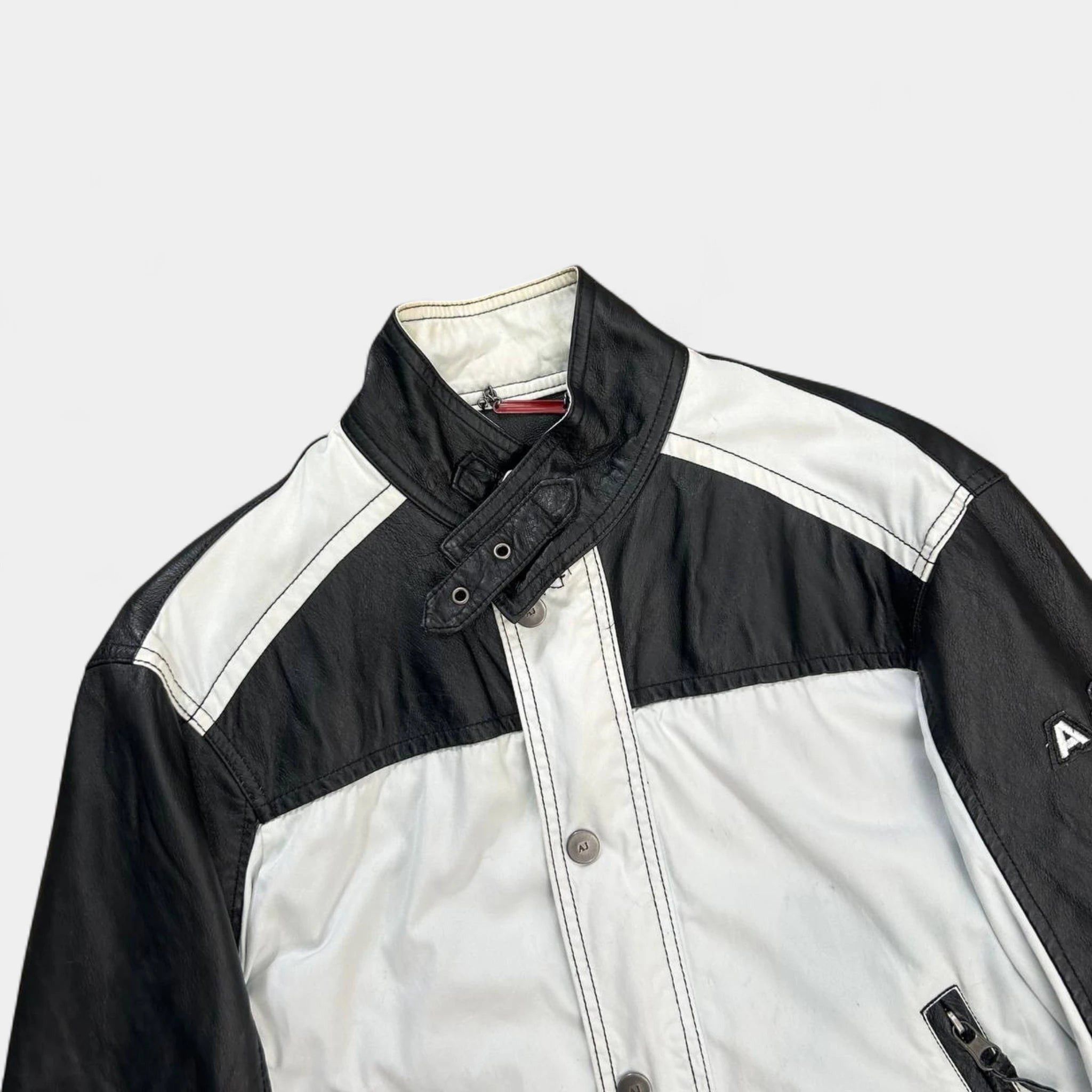 Armani Armani Jeans 2000's Black and White Leather Jacket Size US M / EU 48-50 / 2 - 2 Thumbnail