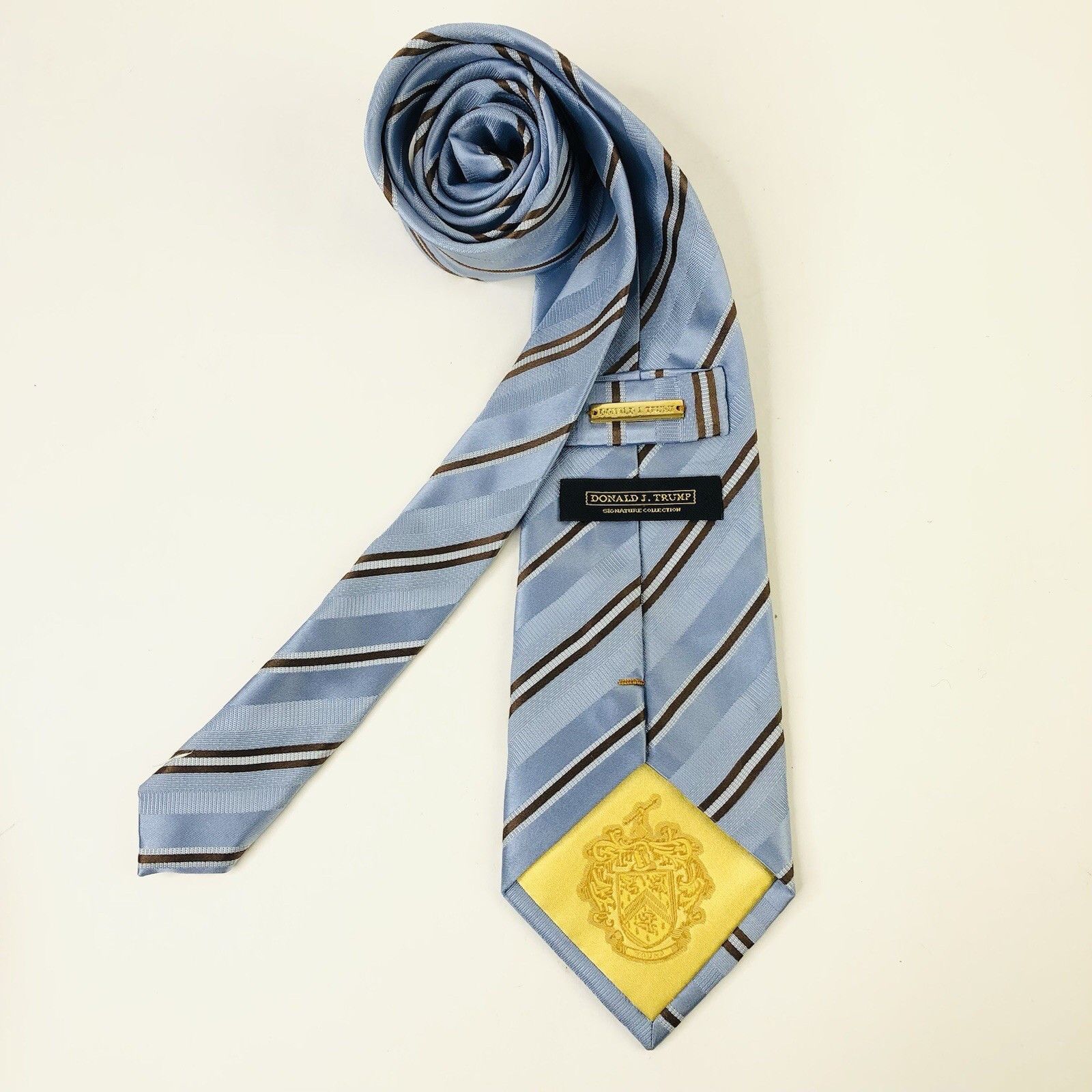 Donald Trump Donald J. Trump 100% Silk Men Tie Striped Blue Size ONE SIZE - 2 Thumbnail