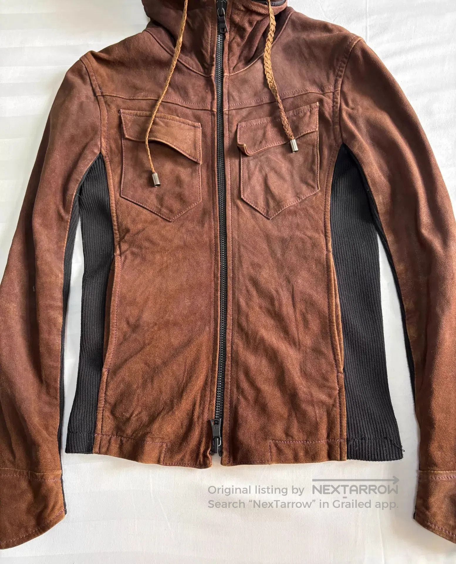 BUFFALO BOBS Hooded Faux Suede Jacket with Ribbed Sleeves. Size US S / EU 44-46 / 1 - 3 Thumbnail