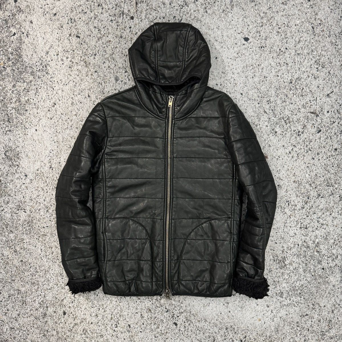 leather hooded jacket Giorgio Brato - Hooded Motorcycle Jacket