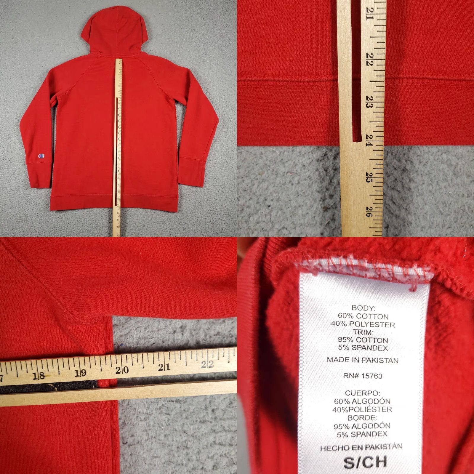 Champion Champion Red Hoodie Pullover Sweatshirt Adult Small Long Sleeve Fleece Logo Sports Unisex Size US S / EU 44-46 / 1 - 8 Thumbnail