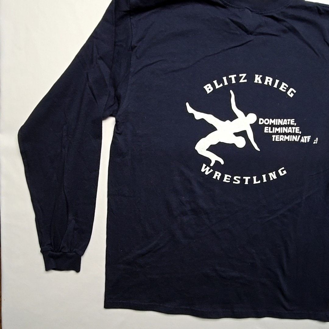Anvil × Vintage Vintage Blitz Krieg Wrestling Anvil Graphic Black Large Tee Size US L / EU 52-54 / 3 - 4 Thumbnail