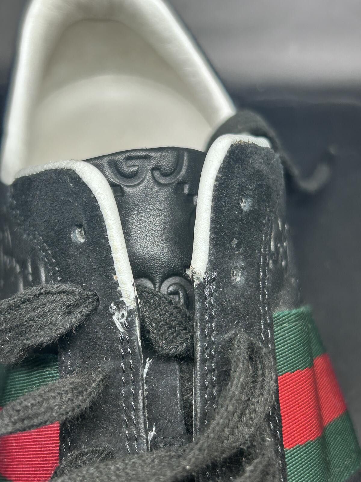 Gucci Unisex Gucci Guccissima Black Leather Web Low Top Sneaker Size US 6.5 / EU 39-40 - 7 Thumbnail