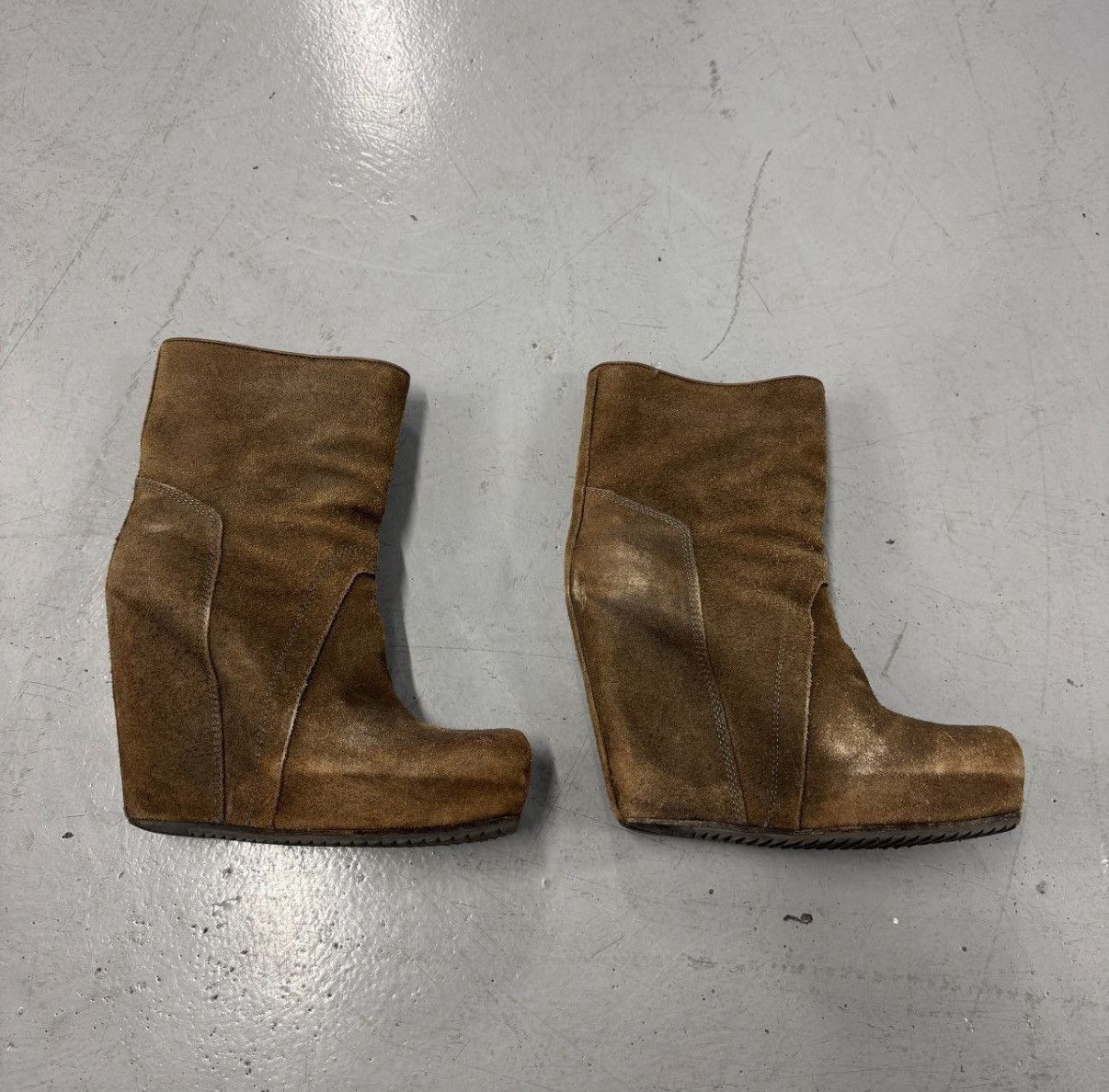 Rick Owens FW2010 Gleam Rick Owens Brown Suede Wedge Heels Size US 8.5 / IT 38.5 - 5 Thumbnail