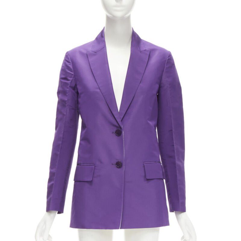 Valentino VALENTINO 2022 Runway purple 100% silk hidden waist drawstring blazer IT36 XS Size XS / US 0-2 / IT 36-38 - 1 Thumbnail