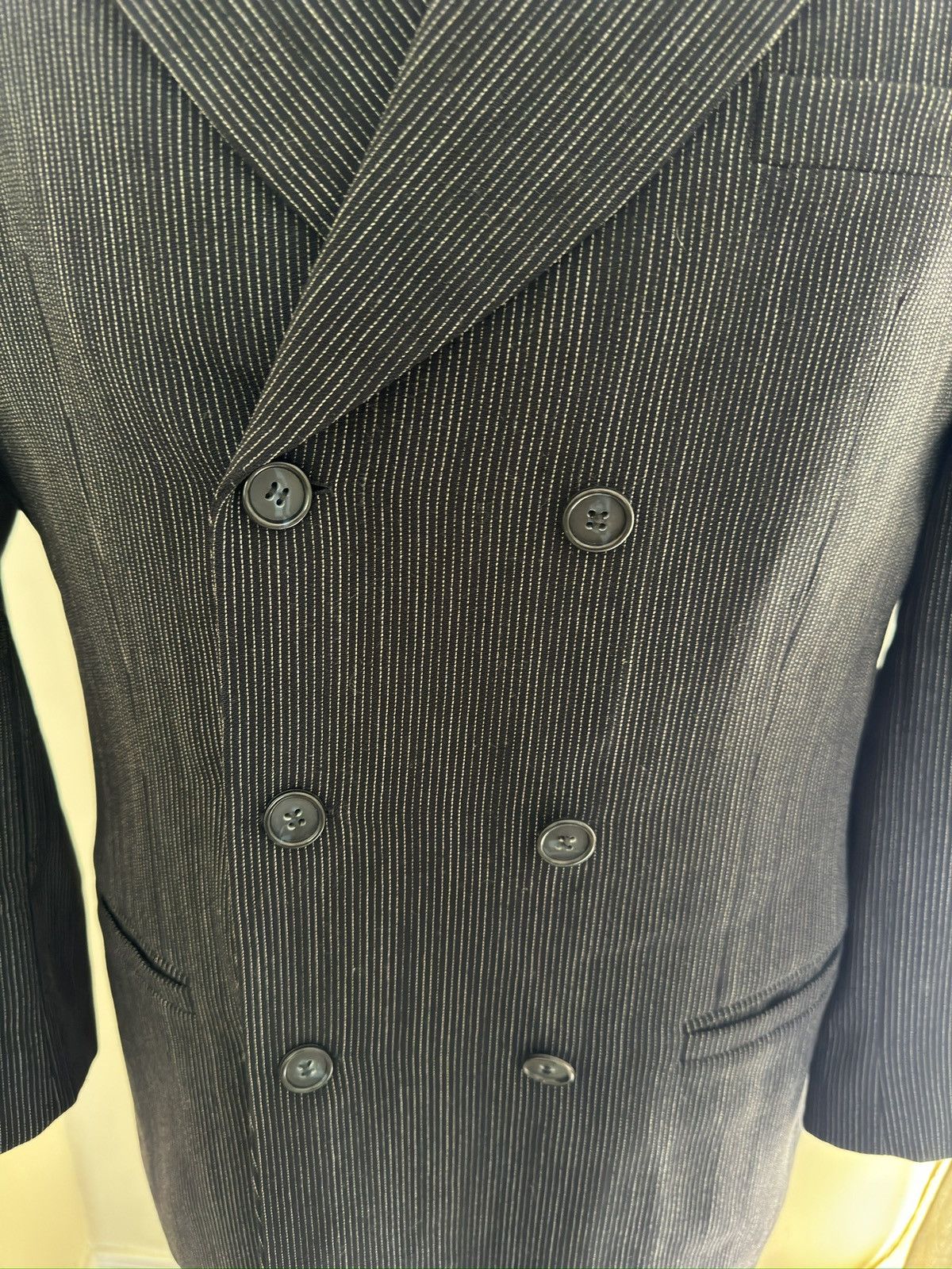 Versace VERSACE CLASSIC V2 Striped DB 6 Button Suit in Black 42R Size 44R - 4 Thumbnail