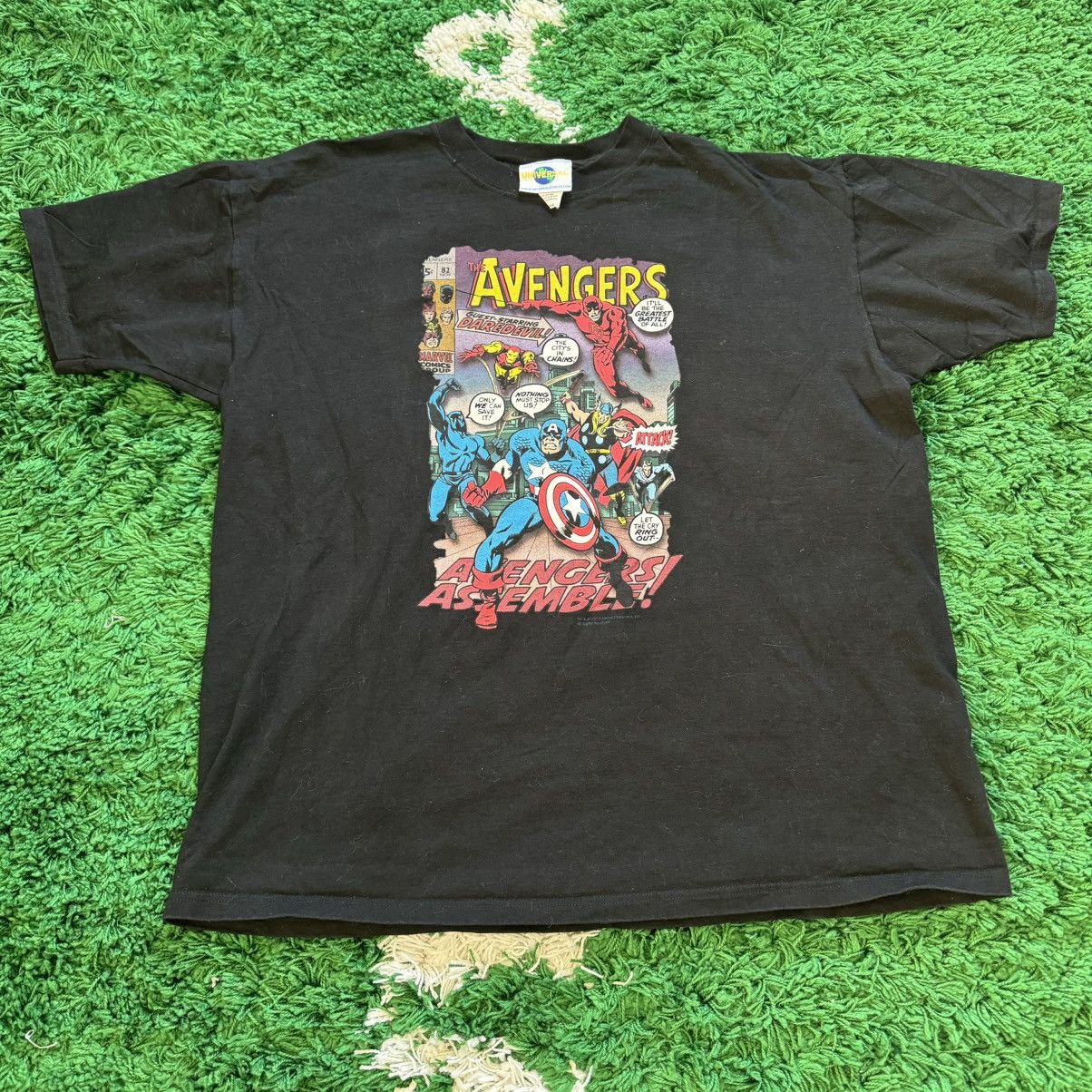 image of Marvel Comics x Vintage Marvel Avengers Tee in Black, Men's (Size XL)