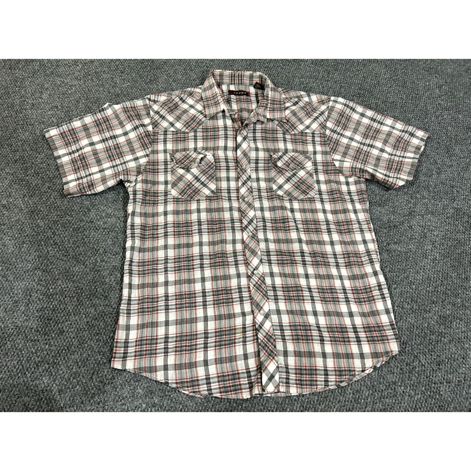 Roper Roper Shirt Mens 2XL Button-Up Plaid Western Snap Cowboy Casual Multicolor Short Sleeve Collared Slimming Pockets American Western Theme Mens Size US XXL / EU 58 / 5 - 2 Thumbnail