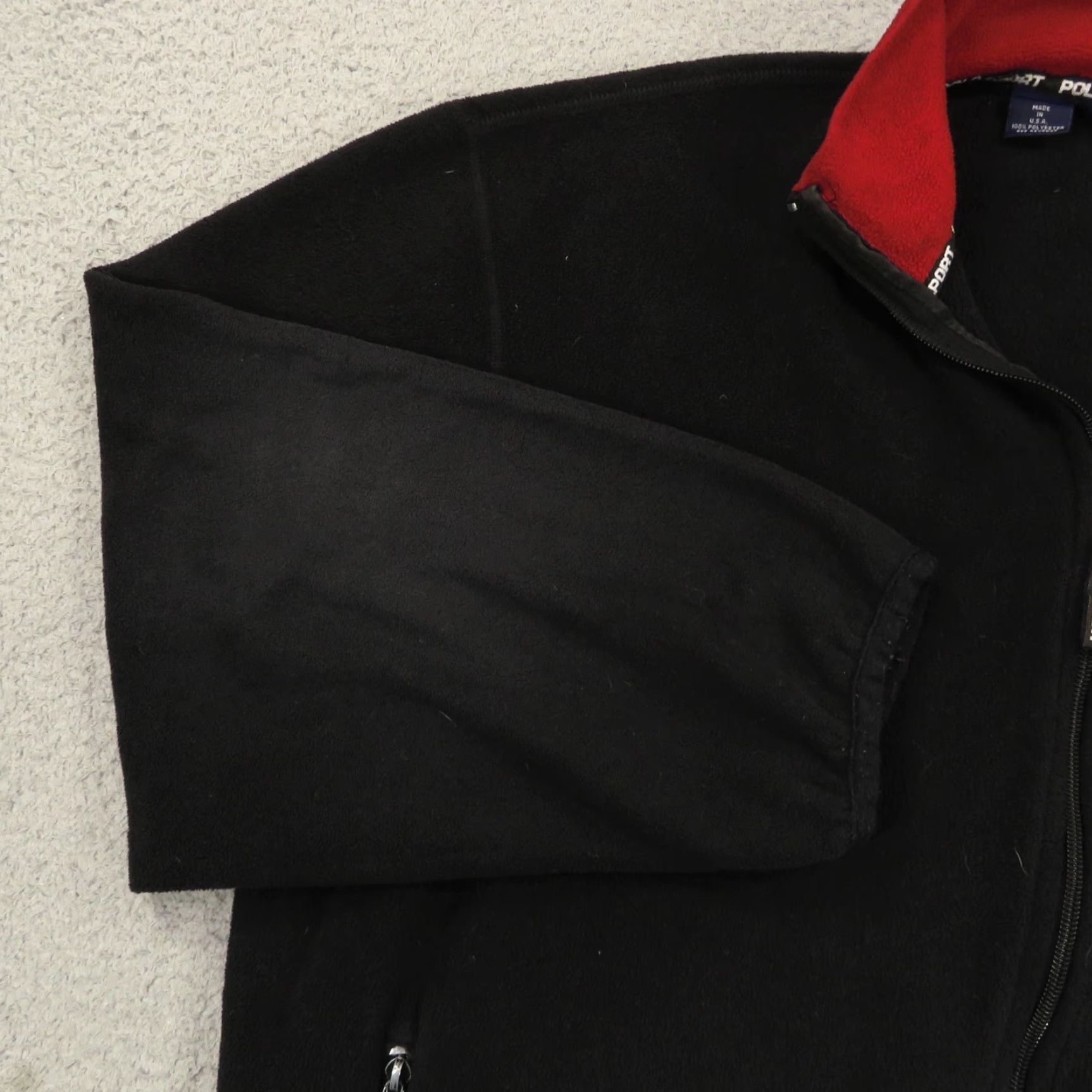 Vintage VTG Polo Sport Ralph Lauren Jacket Men XL Fleece Zip Up 90s Made in USA Black Windbreaker Logo Pockets Full Zip Zipper Stand-Up Collar Mens Size US XL / EU 56 / 4 - 2 Thumbnail
