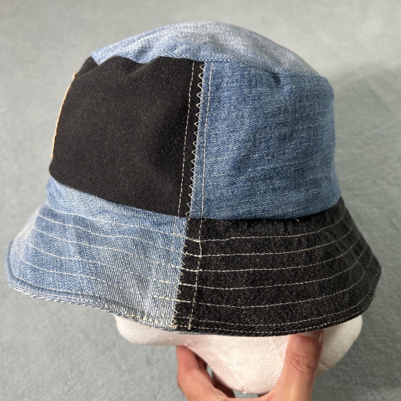 Levi's Patchwork Denim Panel Bucket Hat Large Reversible Granola Size ONE SIZE - 8 Thumbnail