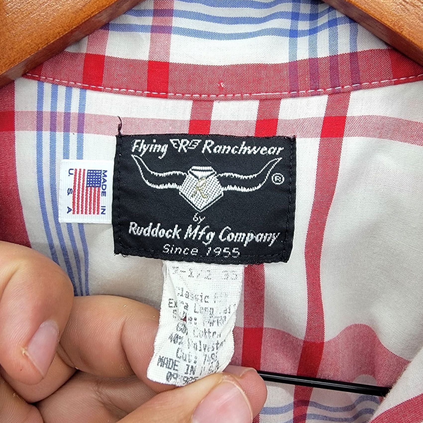 Vintage VINTAGE Flying R Ranchwear Western Pearl Snap Shirt Mens 17.5 35 Stripe plaid Red Cotton Blend Button-Up Long Sleeve Western Mens Size US XXL / EU 58 / 5 - 4 Thumbnail
