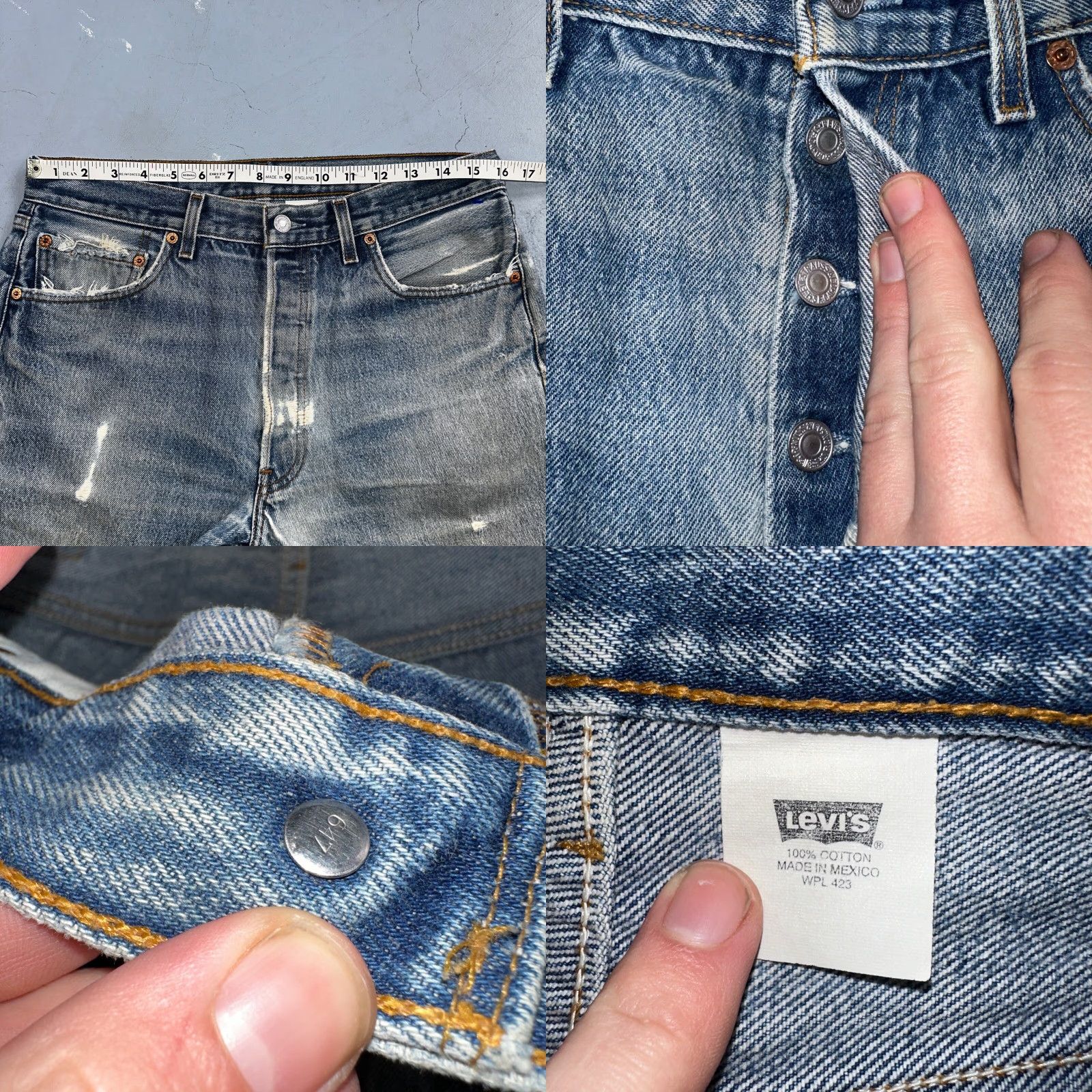 Levi's Levi's 501 Jeans Vintage Y2K Mexico Straight Levi's 501 Series 34x33 90s Medium Blue Denim Men's Jeans Size US 34 / EU 50 - 8 Thumbnail