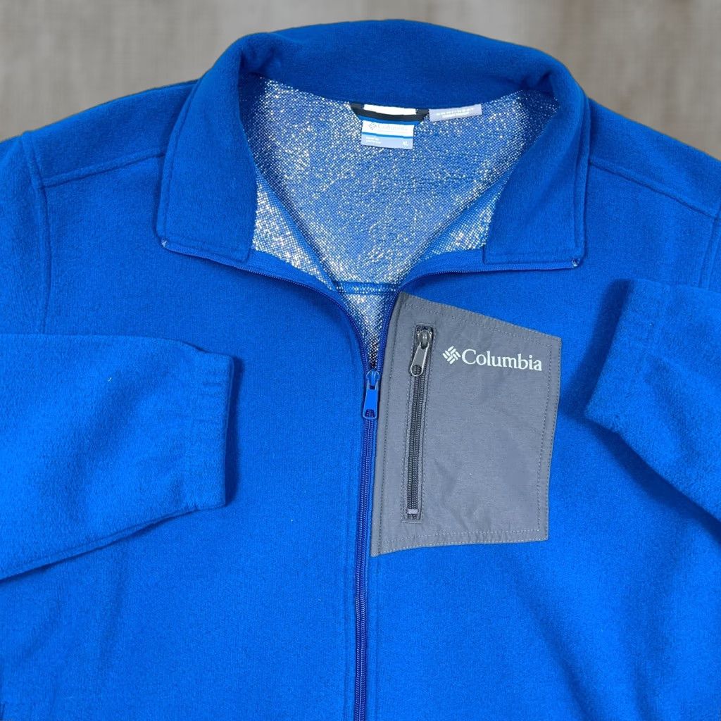 Vintage Columbia Jacket Men XL Royal Blue Fleece Omni Heat Thermal Lined Full Zip Adult Jacket Size US XL / EU 56 / 4 - 1 Thumbnail