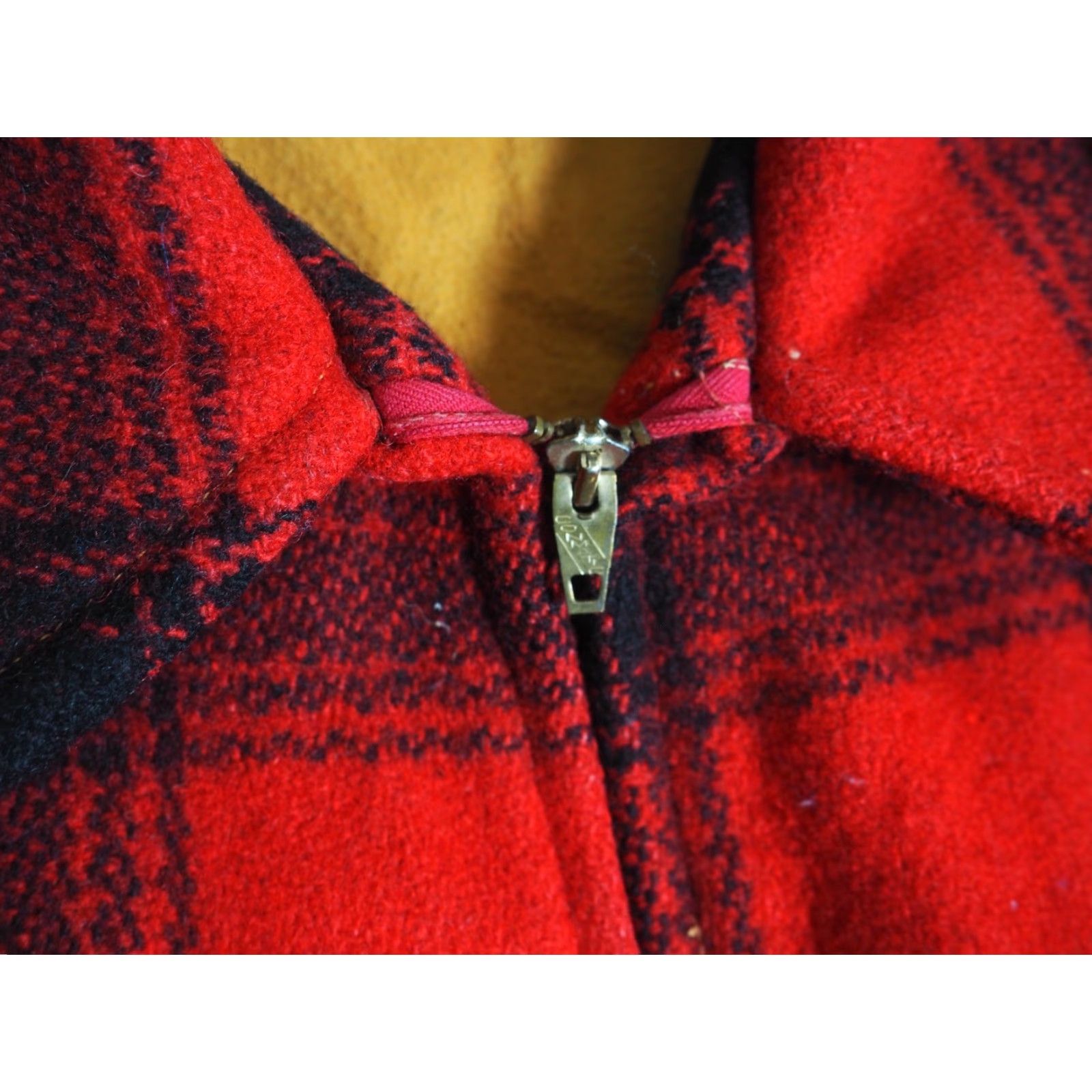 Vintage VTG Penneys USA Mackinaw Jacket Coat Mens L Wool Zip Plaid Red Black 50s Size US L / EU 52-54 / 3 - 7 Thumbnail