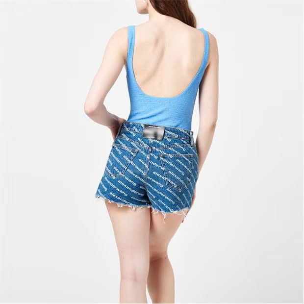 Alexander Wang o1g2r1mq0824 Logo Textured Swimsuit in Light Blue Size M / US 6-8 / IT 42-44 - 4 Thumbnail