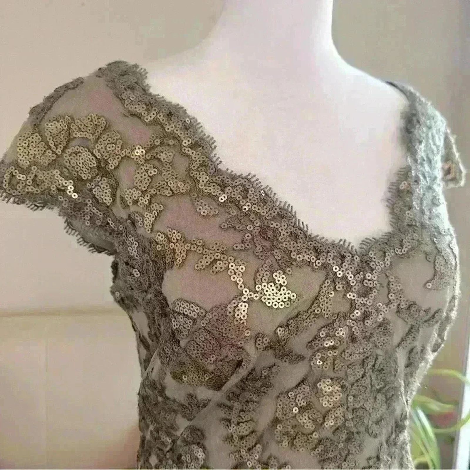 Tadashi Shoji NWT TADASHI SHOJI Paillette Embroidered Lace Dress Sz. 6 Size M / US 6-8 / IT 42-44 - 6 Thumbnail
