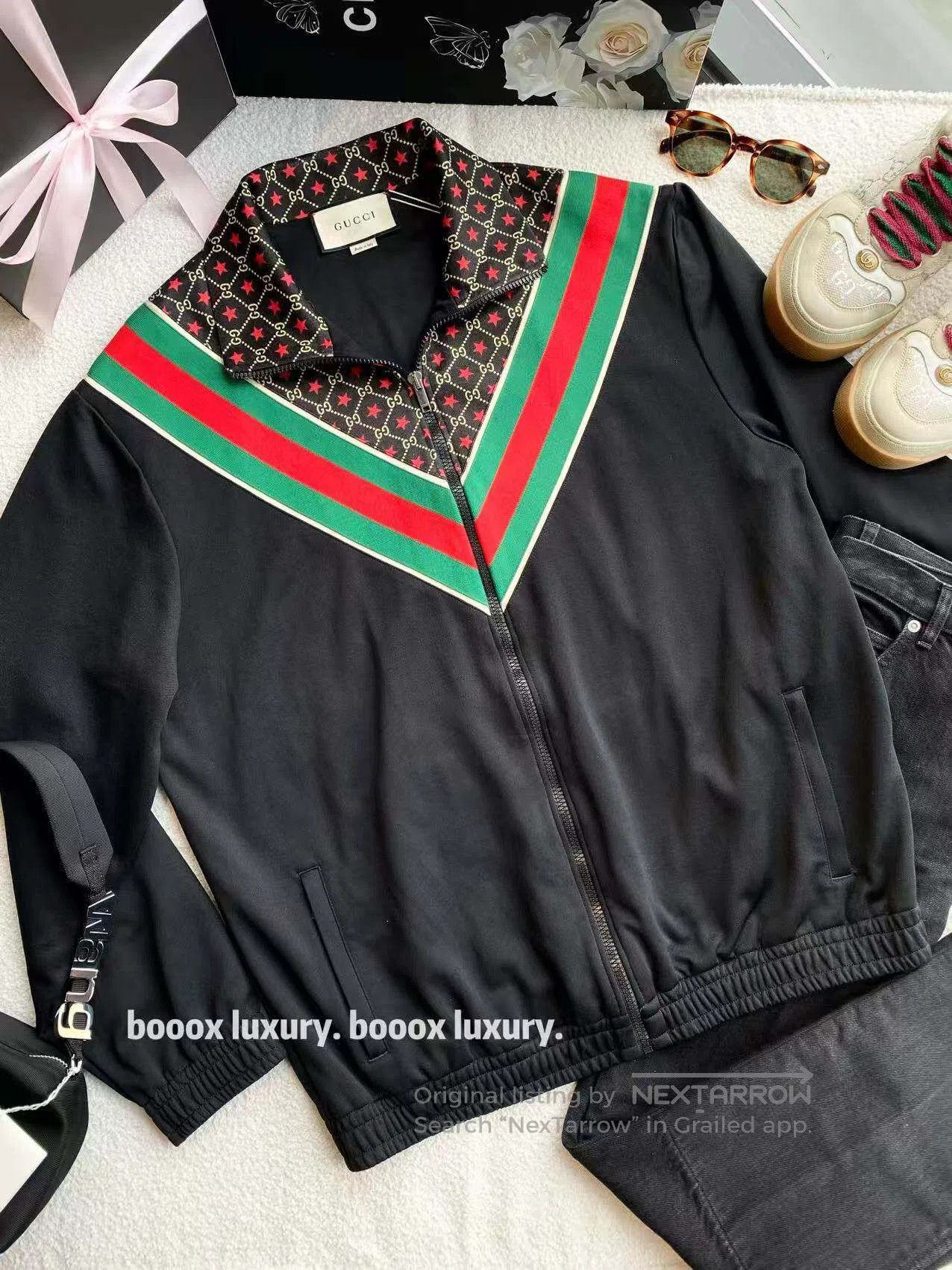 Gucci Guicci Star print V-shaped webbing knit jacket jacket| Size L / US 10 / IT 46 - 1 Thumbnail