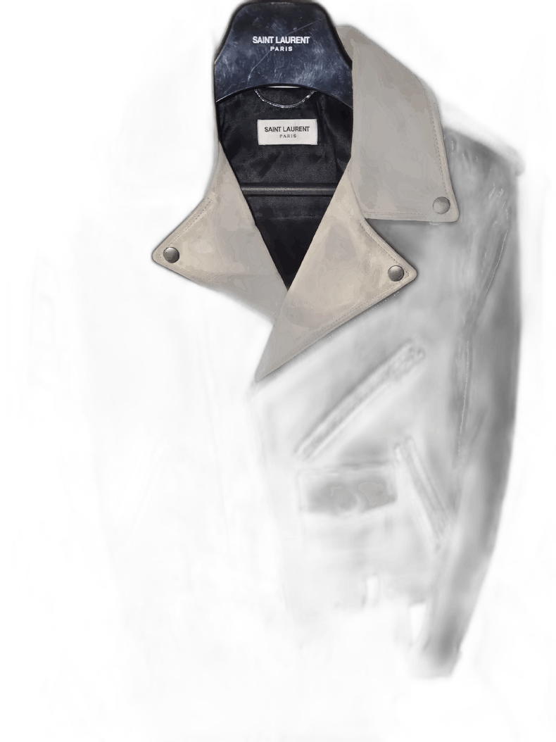 Saint Laurent Paris black and white leather jacket by Saint Laurent Size US L / EU 52-54 / 3 - 1 Thumbnail