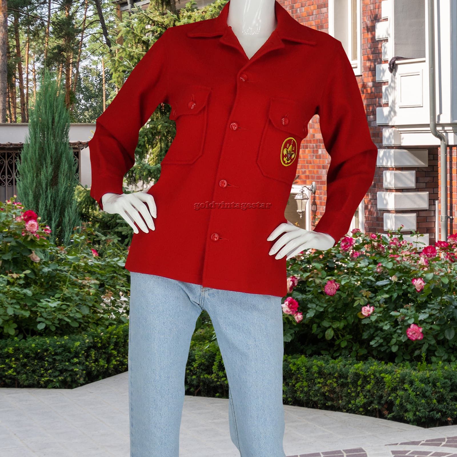 image of Boy Scouts Bsa Red Wool Jacket Xs Vintage Street Charm, Women's