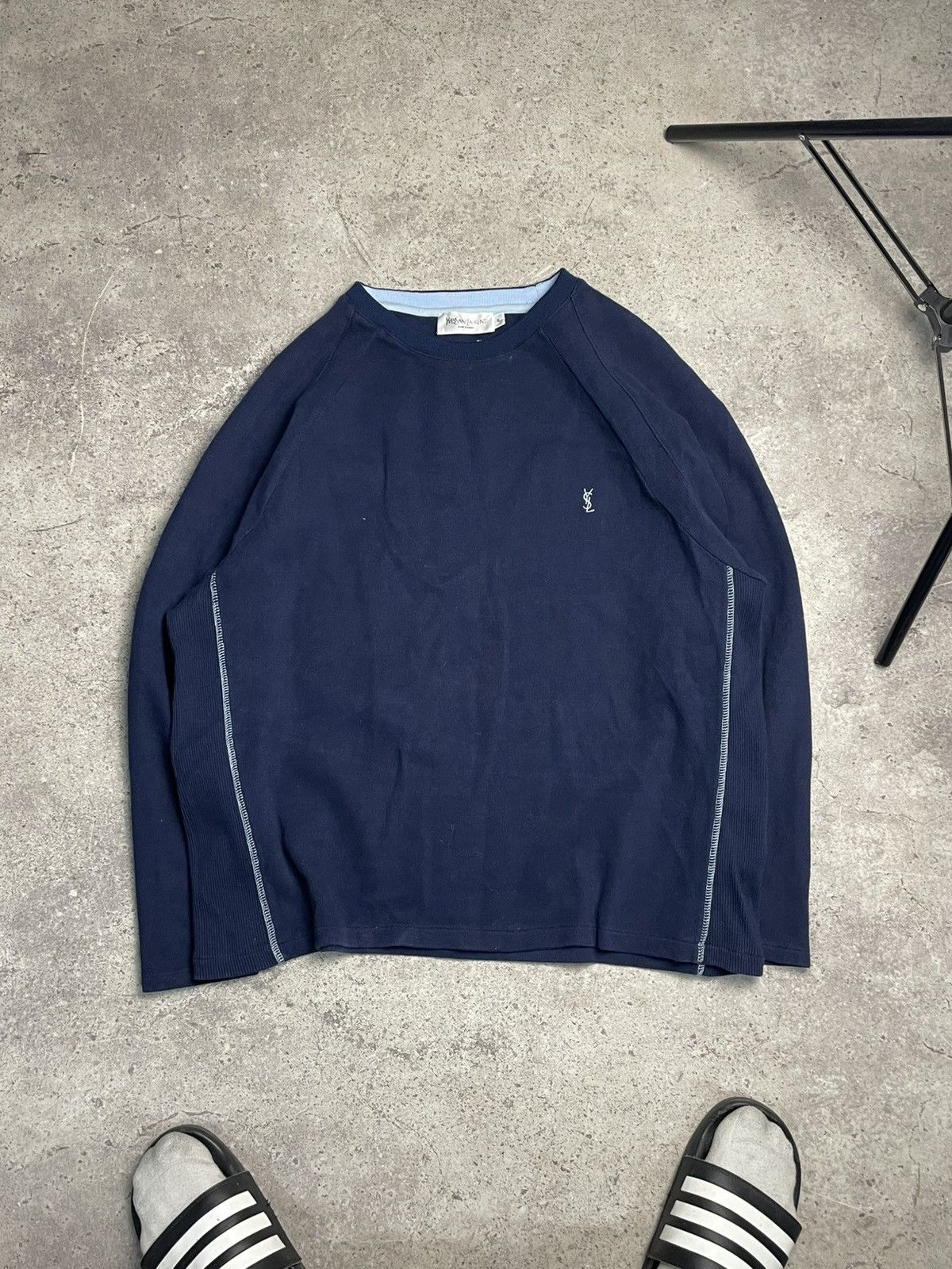 Yves Saint Laurent Blue Yves Saint Laurent YSL Sweatshirt Logos YSL Sweater Size US XL / EU 56 / 4 - 1 Thumbnail