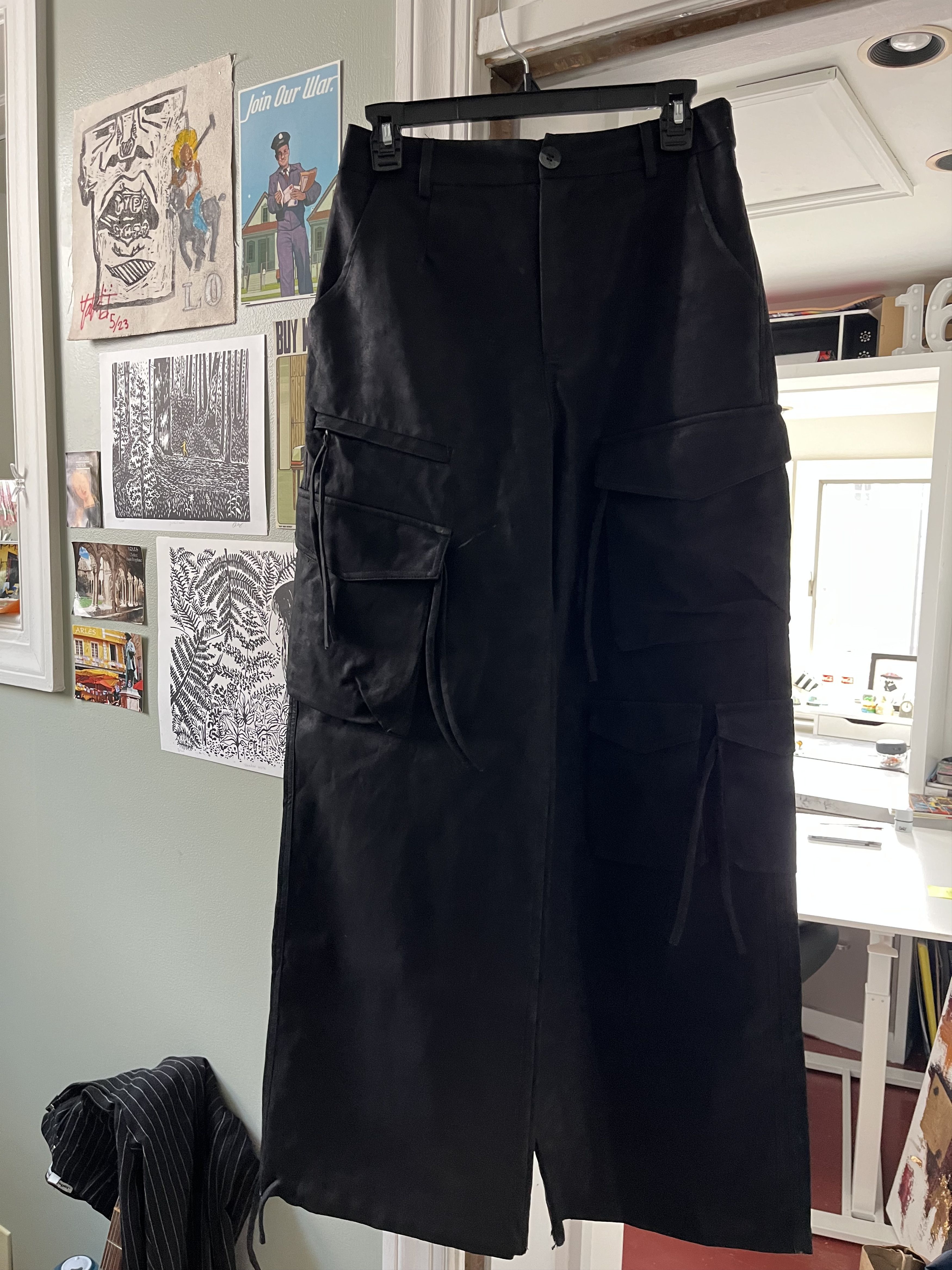 Japanese Brand Rick Owen’s Style Japanese Brand Waxed Leather Cargo Size US 30 / EU 46 - 1 Thumbnail