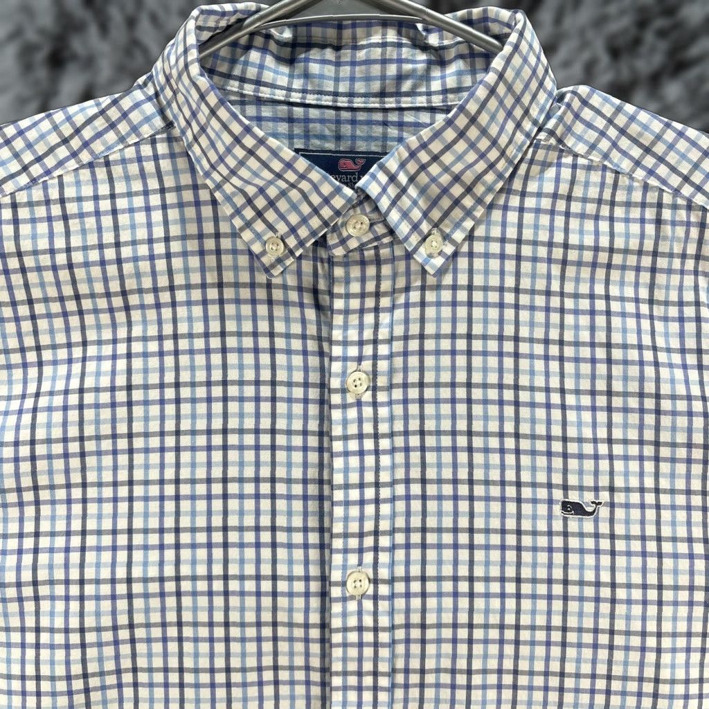 Vineyard Vines Vineyard Vines Shirt Mens XL Blue Plaid Classic Fit Whale Button-Down Stretch Size US XL / EU 56 / 4 - 1 Thumbnail