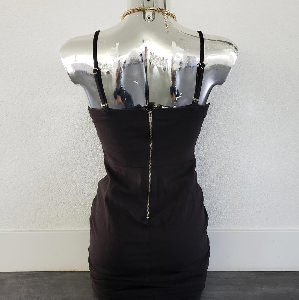 Designer Black Bustier Entry Mesh Detailed Midi Size M / US 6-8 / IT 42-44 - 3 Thumbnail
