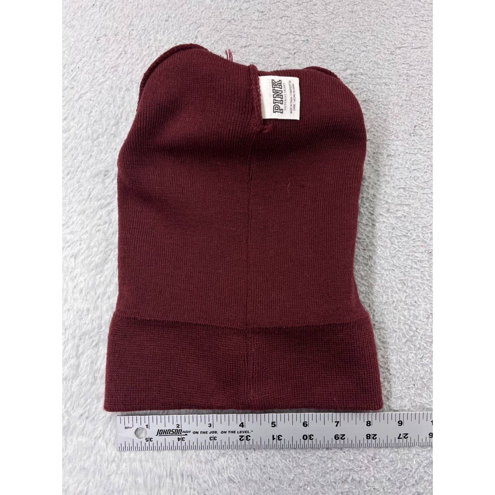 Victoria's Secret Victoria's Secret Beanie Toque Adult One Size Burgundy White Pom Acrylic Size ONE SIZE - 6 Thumbnail
