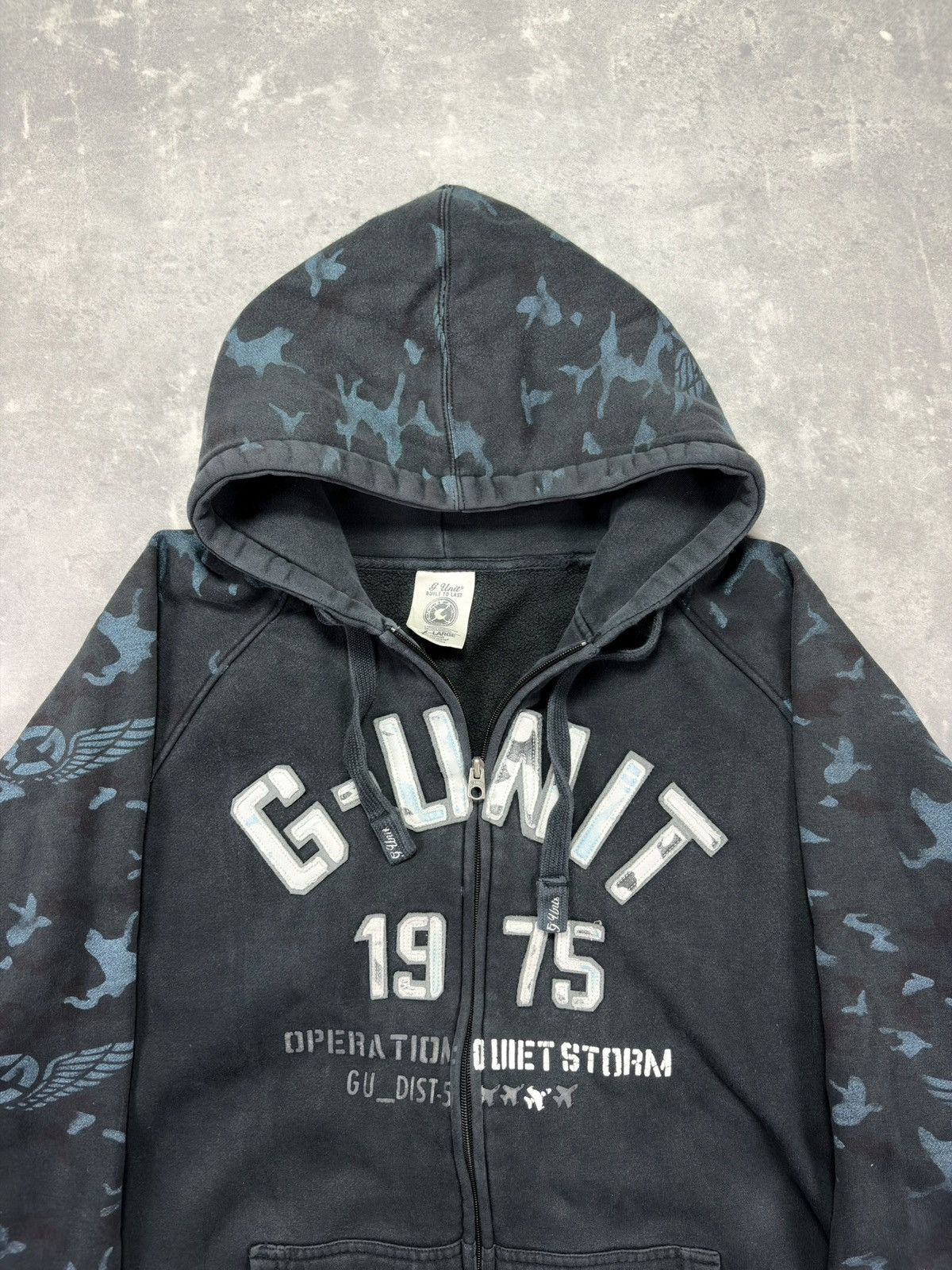 G-Unit G-Unit Big Logo Camo Sleeves Faded Baggy Zip Hoodie XXL Size US XXL / EU 58 / 5 - 8 Thumbnail