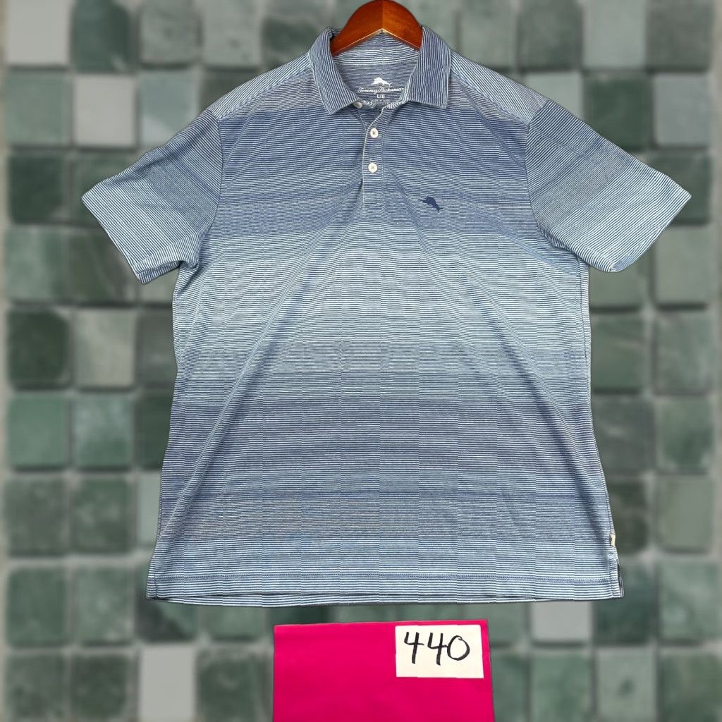 Tommy Bahama Tommy Bahama Polo Shirt Mens L Blue Striped Embroidered Logo Casual Shirt Size US L / EU 52-54 / 3 - 1 Thumbnail