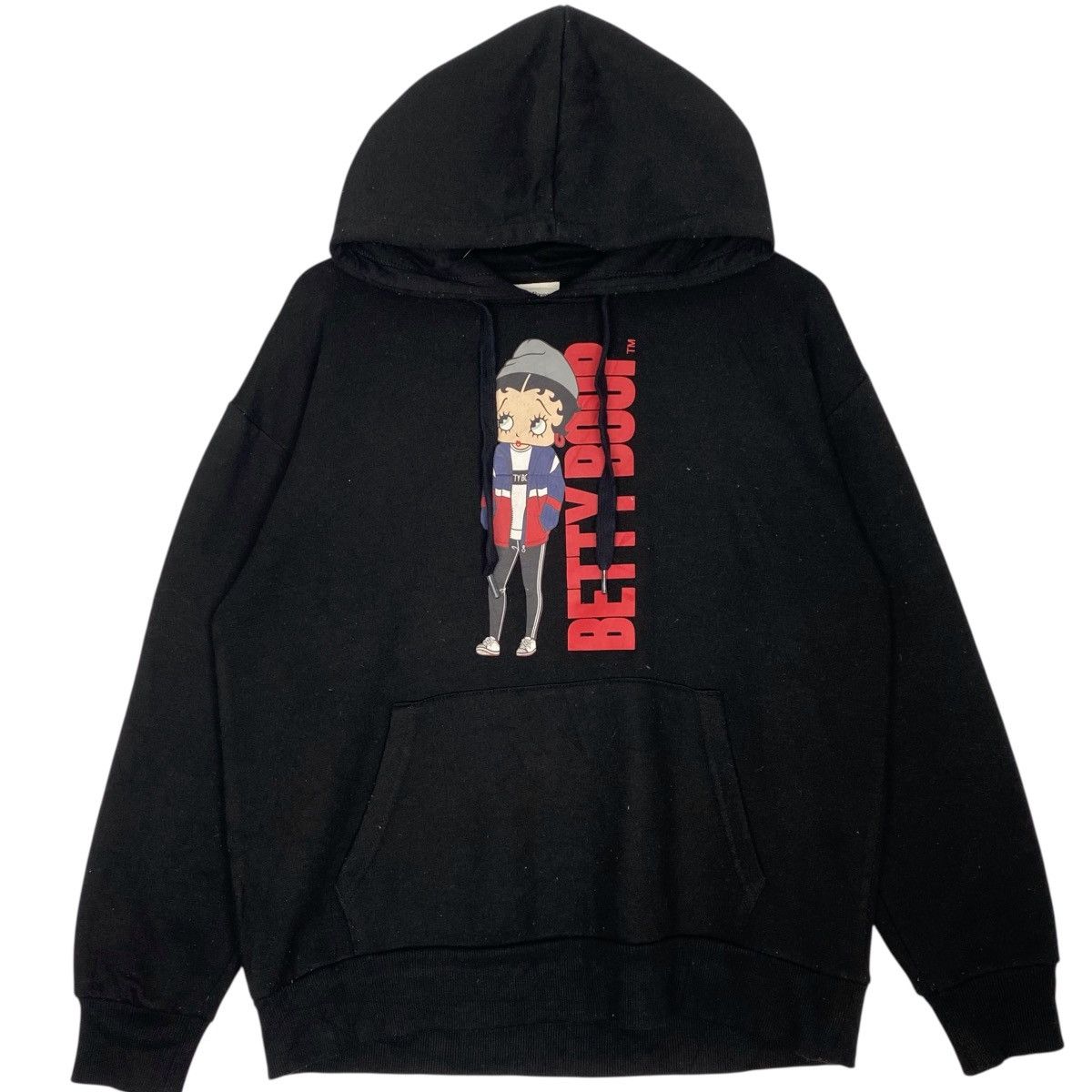 Vintage Betty Boop Printed Hoodie Sweater Black Size L
