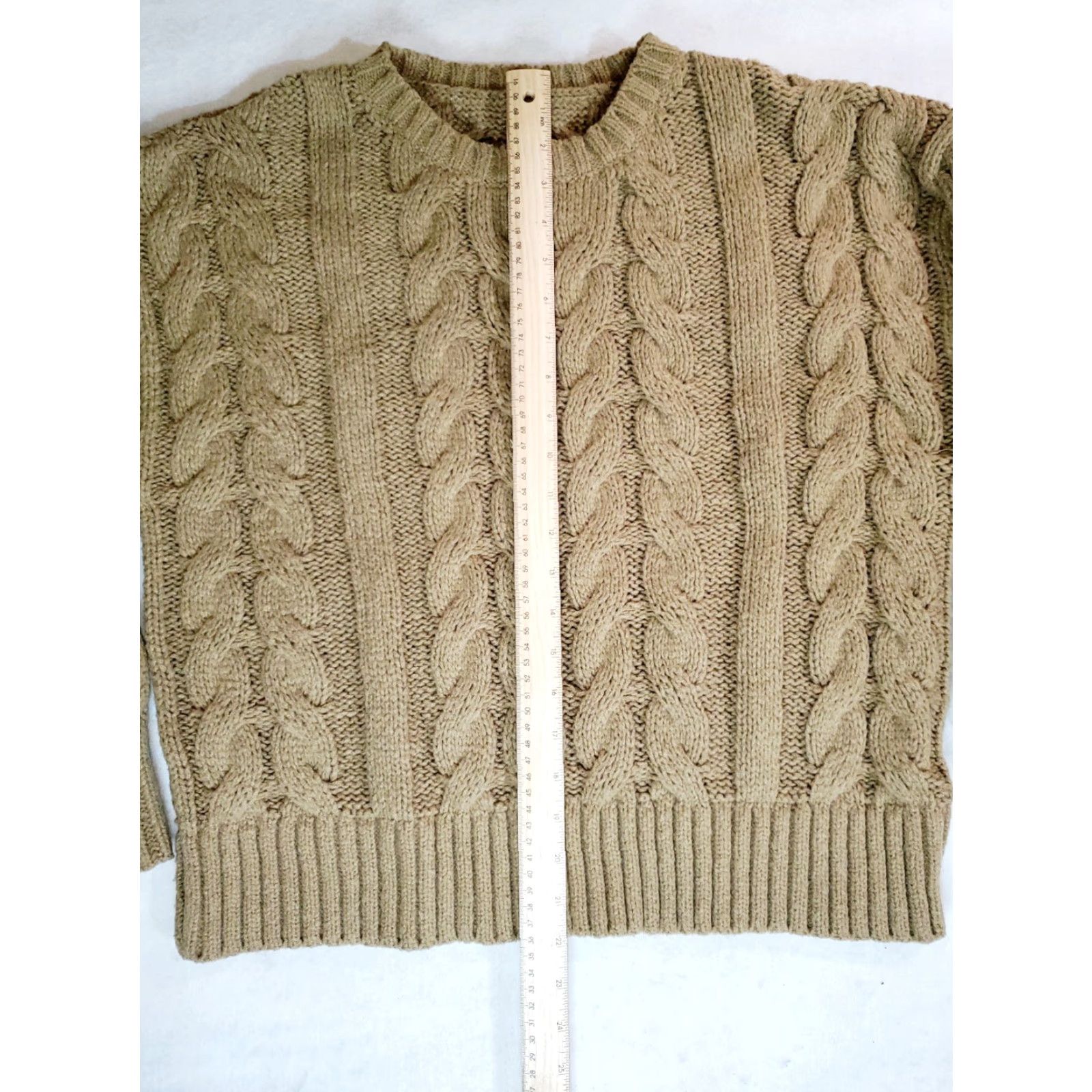 Vintage Dazy Long Sleeve Sweater Beige Cable Knit Size S-M Polyester Crew Neck Womens Pullover Classic All Seasons Size S / US 4 / IT 40 - 4 Thumbnail