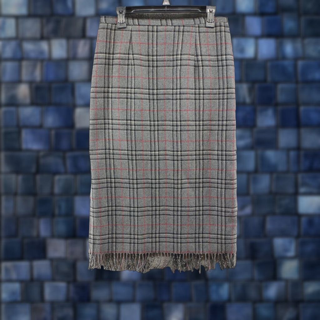 Vintage VINTAGE Sag Harbor Plaid Wool Blend Tassel Long Skirt in Women's Size 12 Petite Size 34" / US 12 / IT 48 - 1 Thumbnail
