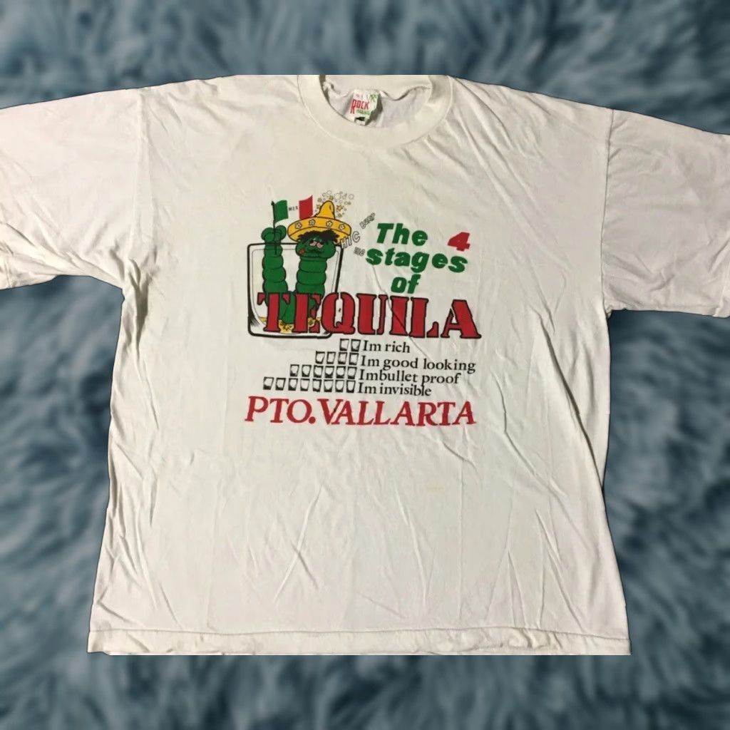 Vintage VINTAGE 80s Mexico 4 Stages Of Tequila Faded Shirt M L Funny Animal Bar Beer Drunk Men White Socks? Size US M / EU 48-50 / 2 - 1 Thumbnail