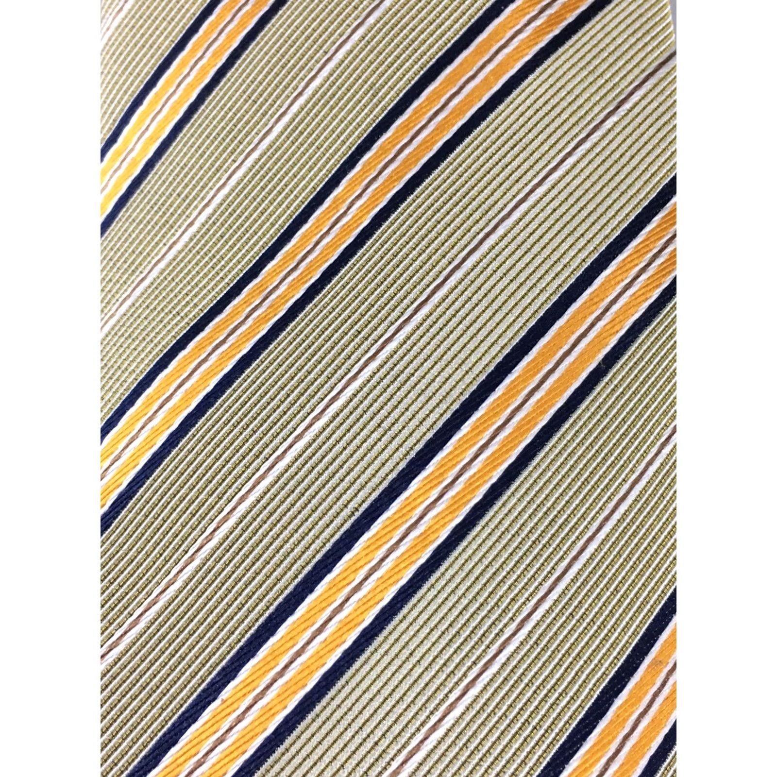 Vintage Byron Luxury Silk Tie Italy Striped Gold Mens 60" x 3" Style Exclusive British Size ONE SIZE - 2 Thumbnail