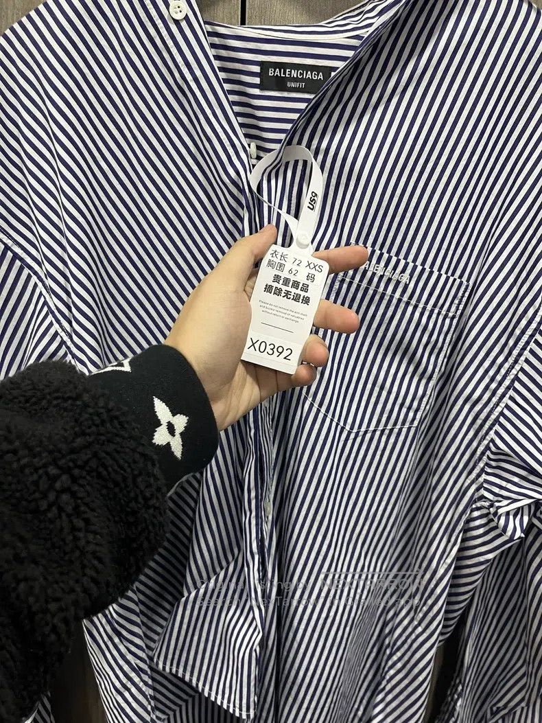 Balenciaga Balenciaga Striped Loose Shirt Size US XXS / EU 40 - 3 Thumbnail