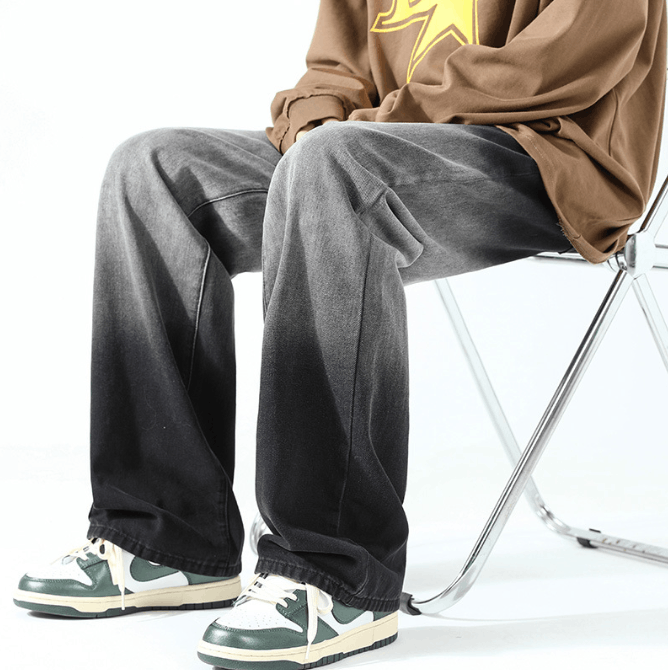 Japanese Brand Fashion versatile loose straight gradient washed jeans Size US 32 / EU 48 - 5 Thumbnail