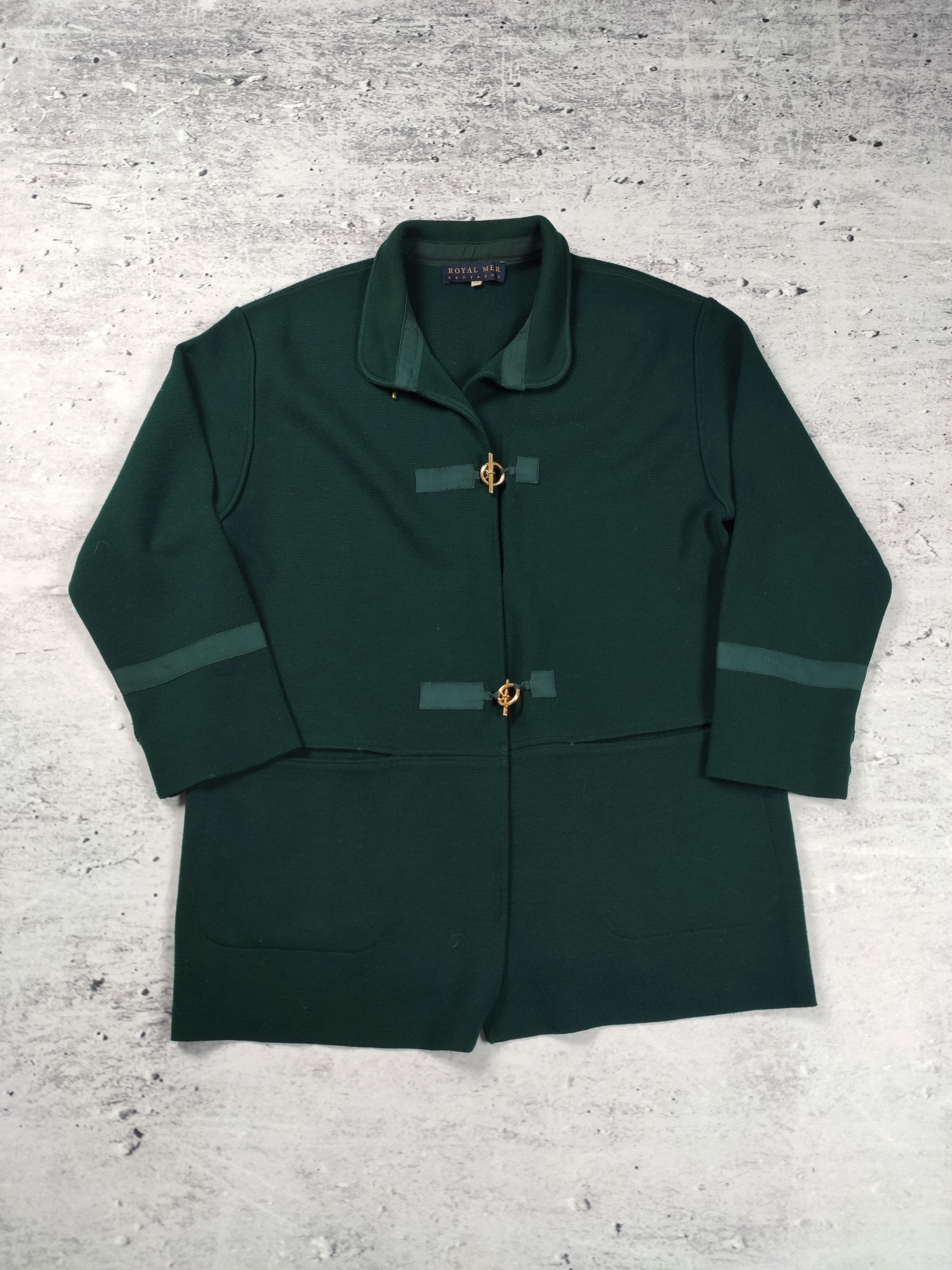 Designer × Vintage Royal Mer Bretagne women cardigan coat wool Size L / US 10 / IT 46 - 2 Thumbnail