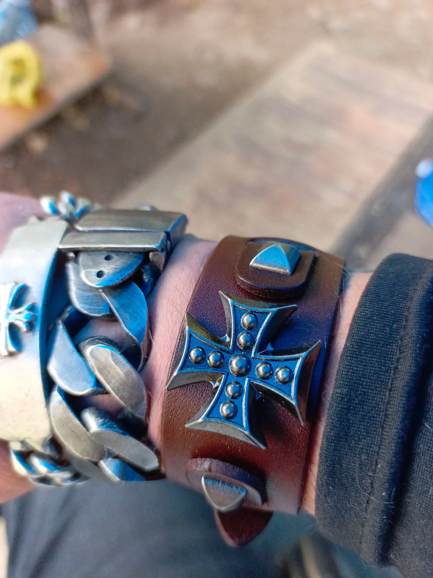 Other Cross Rolo Chain Leather Bracelet Accessories Cuff Gift Size ONE SIZE - 3 Thumbnail