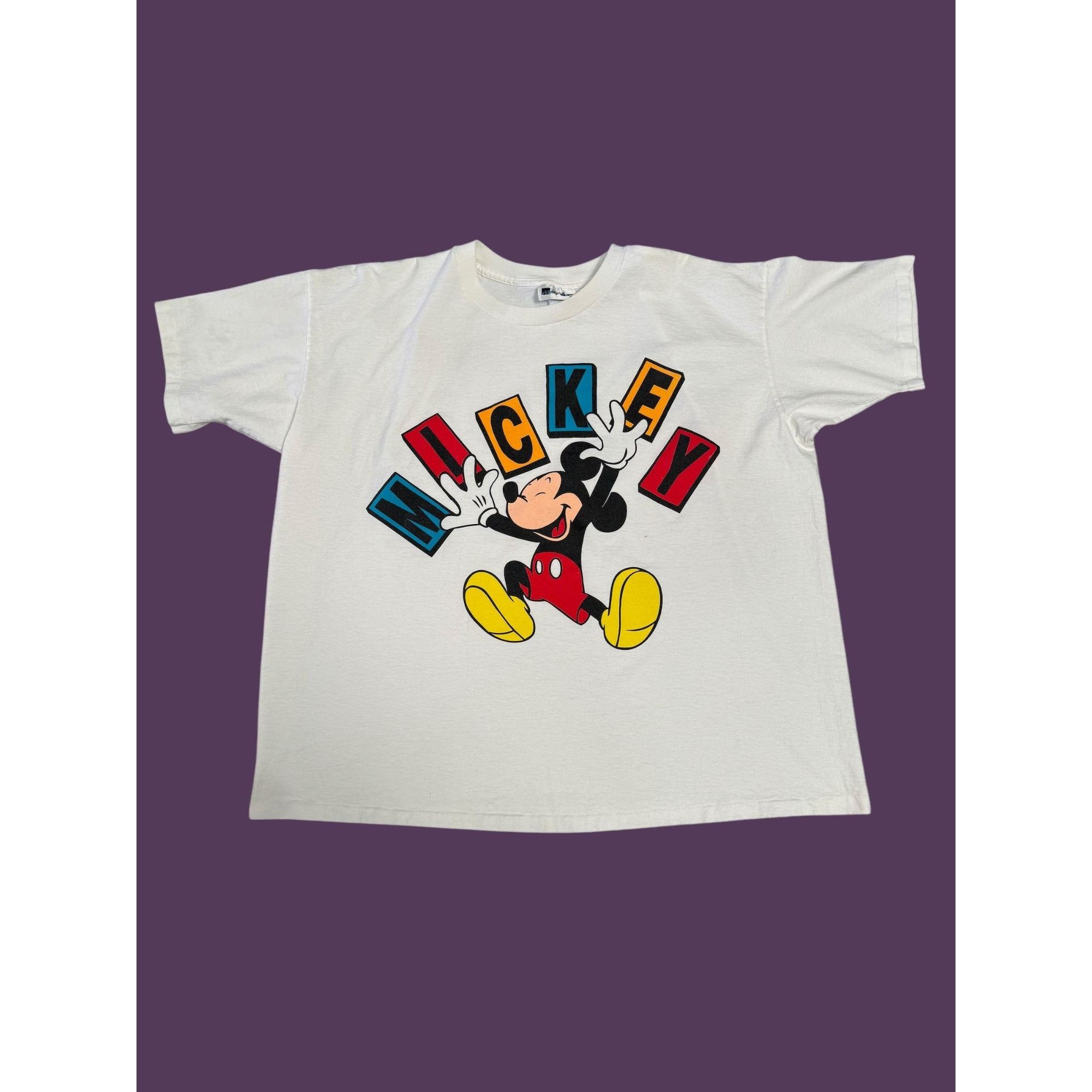 Disney Vintage 90's Disney Mickey Mouse Block T-Shirt Size US XL / EU 56 / 4 - 1 Thumbnail