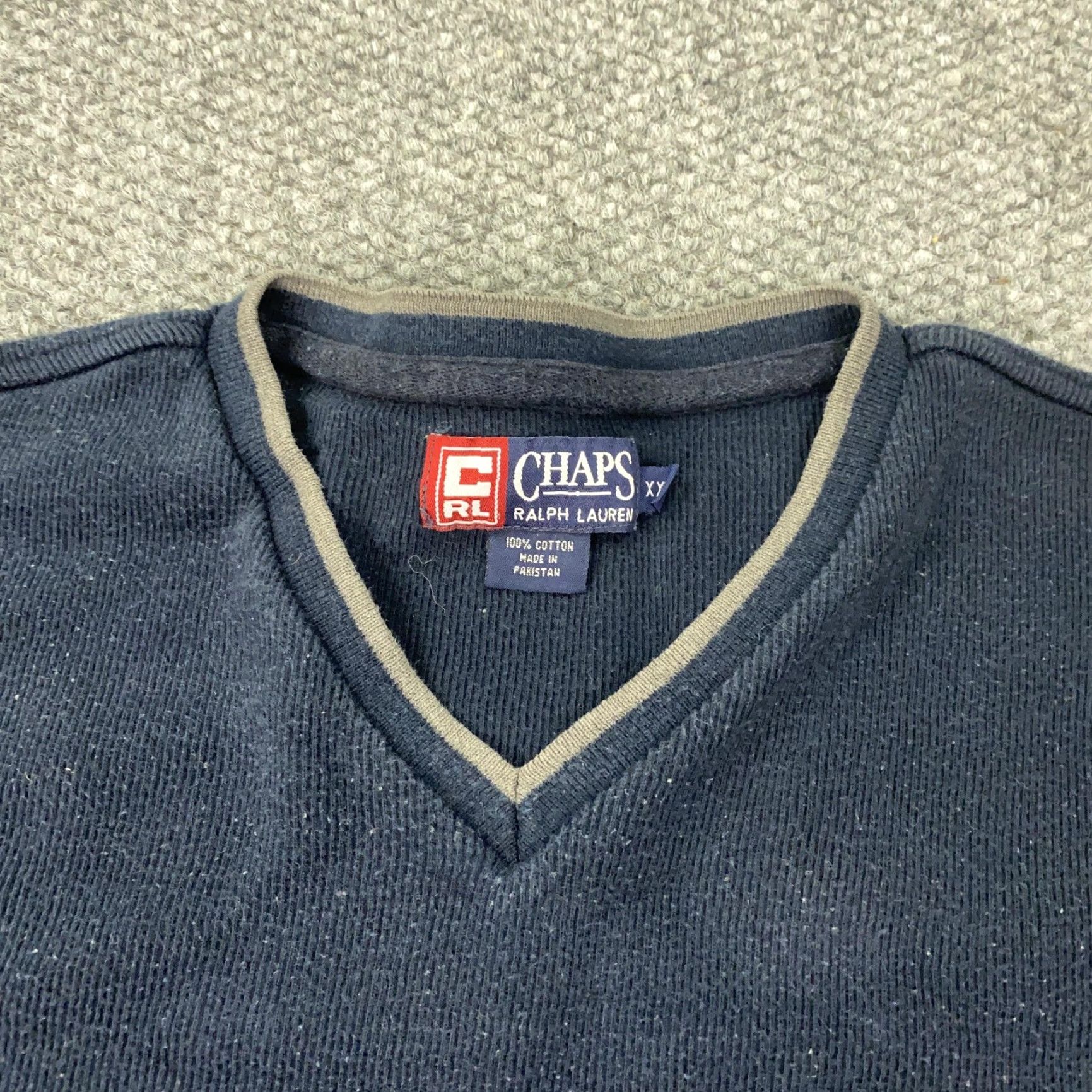 Chaps VINTAGE Chaps Ralph Lauren Sweater Mens 2XL Navy Blue V-Neck Pullover Embroidered Size US XXL / EU 58 / 5 - 2 Thumbnail