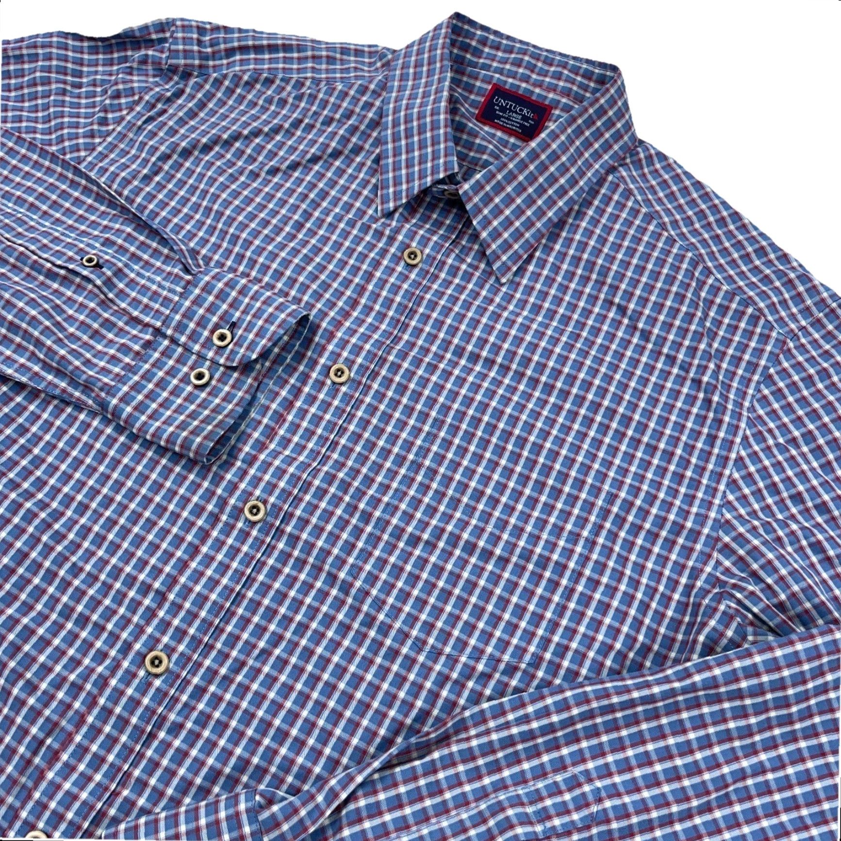 UNTUCKit UNTUCKit Shirt Men Plaid Button-Up Casual Poplin Large Blue Red Size US L / EU 52-54 / 3 - 4 Thumbnail