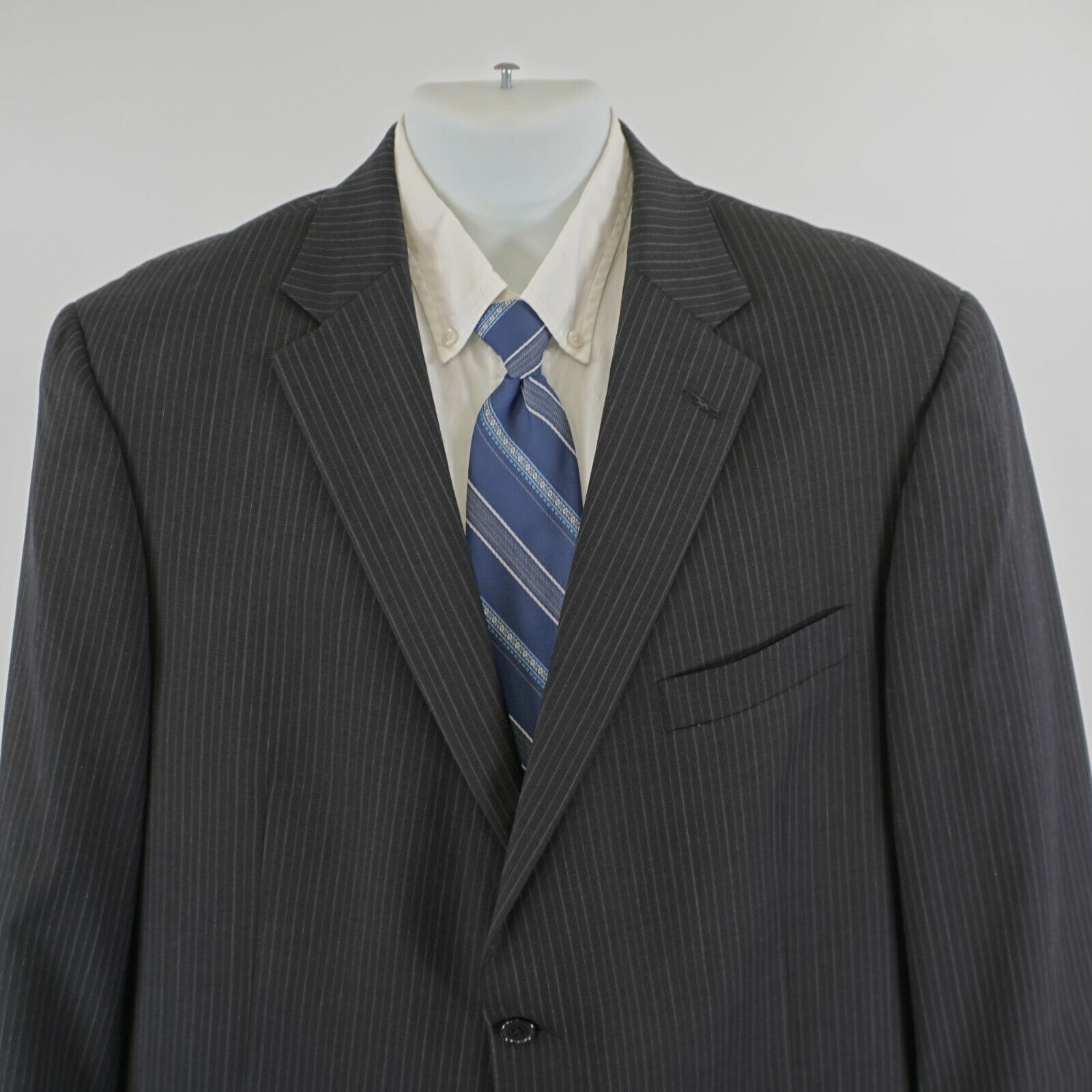Hart Schaffner Marx Hart Schaffner Marx Black Striped Wool 2 Button Suit Jacket Size 42R - 1 Thumbnail